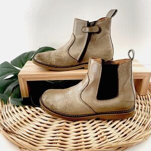 Froddo UK Chelsea leather gold Boots side zipper Velcro stretch sides size 32